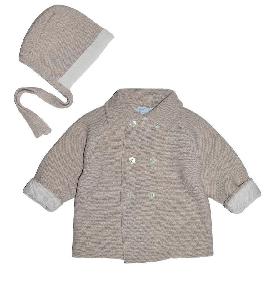 Set Cardigan & Mütze Beige