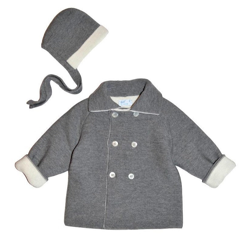 Set Cardigan & Mütze Grau