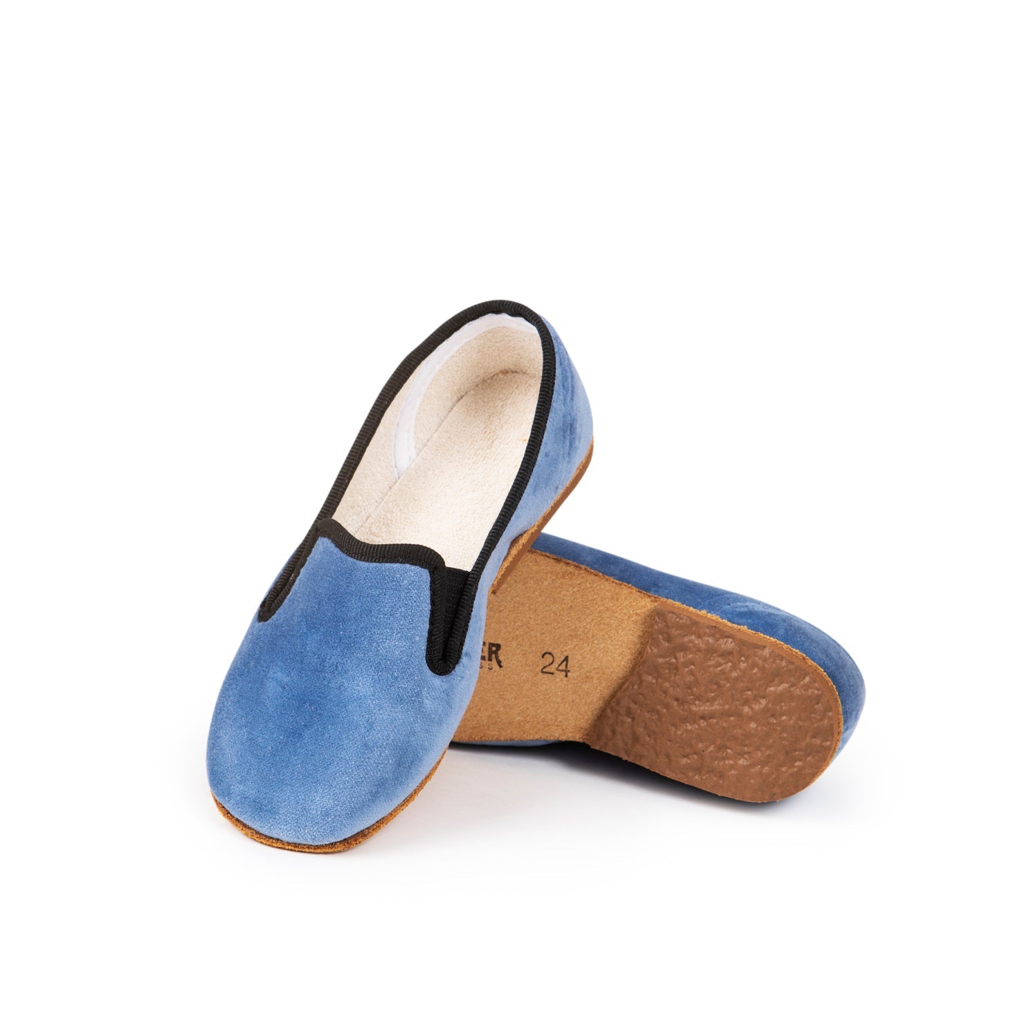 Samt Slipper in Hellblau