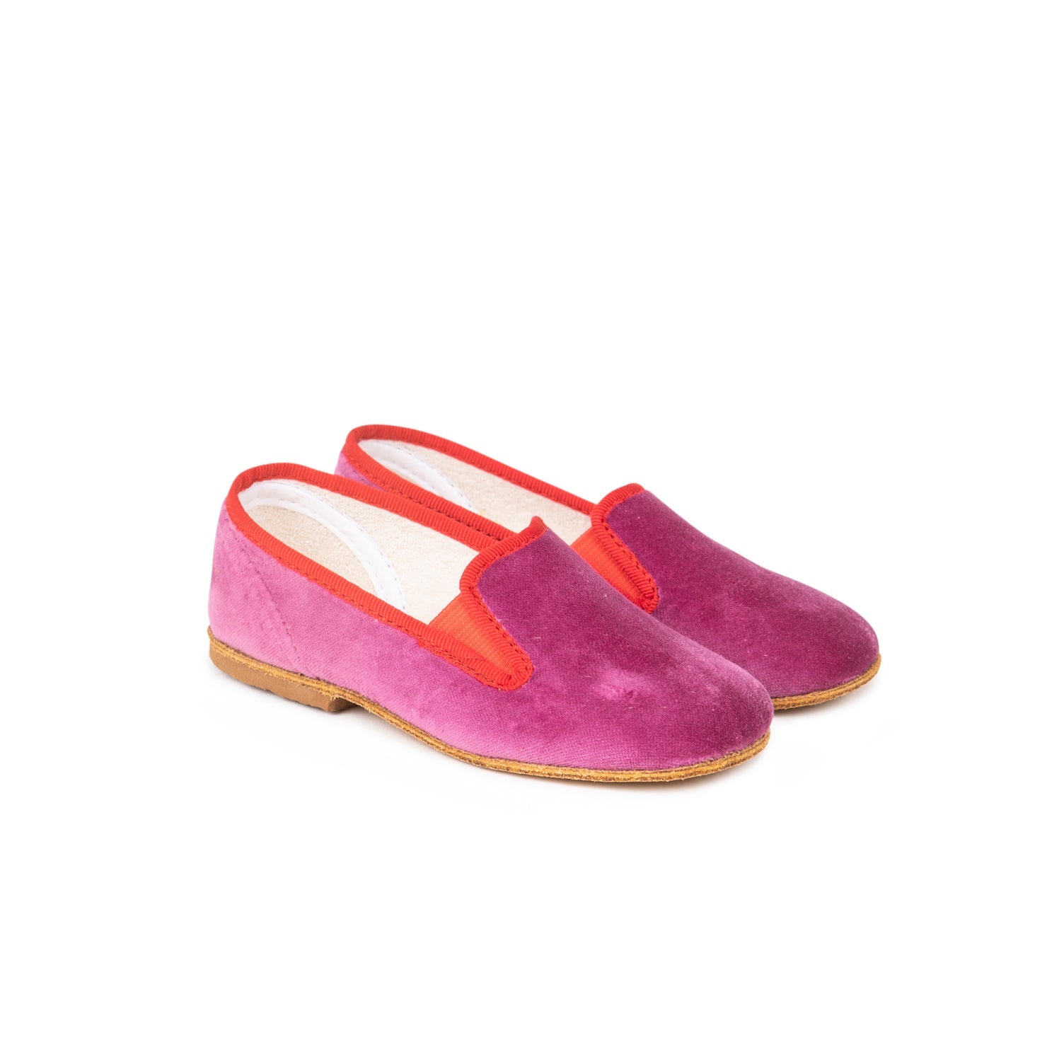 Samt Slipper in Pink/Rot