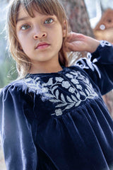 Samtkleid Daisy in Dunkelblau