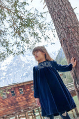 Samtkleid Daisy in Dunkelblau