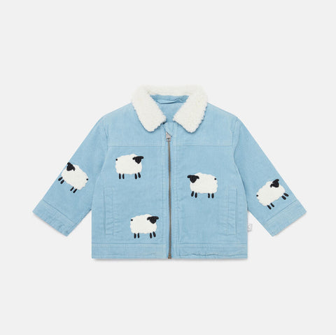 Baby Kordjacke mit Schaf-Motiven in Hellblau