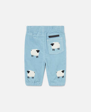 Baby Kordhose mit Schaf-Motiven in Hellblau